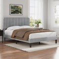 thumbnail image 2 of VECELO Queen Size Upholstered Beds, Modern Platform Bed Frame with Adjustable Headboard, Wooden Slats Support/No Box Spring Needed, Light Grey, 2 of 8