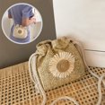 thumbnail image 3 of CHOK 1Pcs Fashion Women Knitting Sunflower Straw Shoulder Bag Drawstring Bucket Pouch, 3 of 10