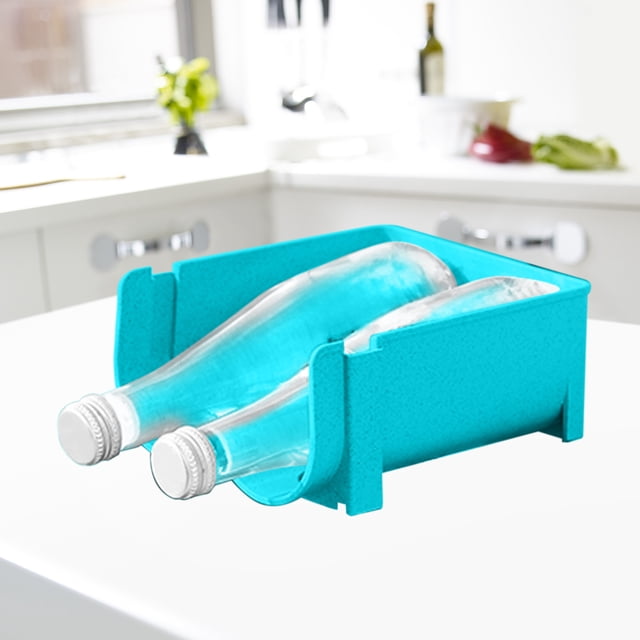 Cagogo Wheat Straw Storage Box, Refrigerator Organizer for Beer Cans Beverage Bottles, Stackable Wine Rack Tray for Kitchen Home Bar, Plastic Drink Can Dispenser Shelves for Soda Fridge