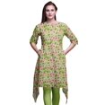 thumbnail image 1 of Bimba Green Ranunculus With Bunch Floral Printed Tops For Women Asymmetric Kurti Summer Dress For Girls Large, 1 of 6