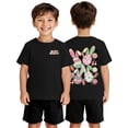 thumbnail image 2 of HNMKIU T-Shirt à Manches Courtes à Col Rond pour Garçons avec Imprimé de Pâques, Doux, Décontracté, Tenue de Vacances, Haut pour Enfants, Noir, 12-13 Ans, 2 of 5