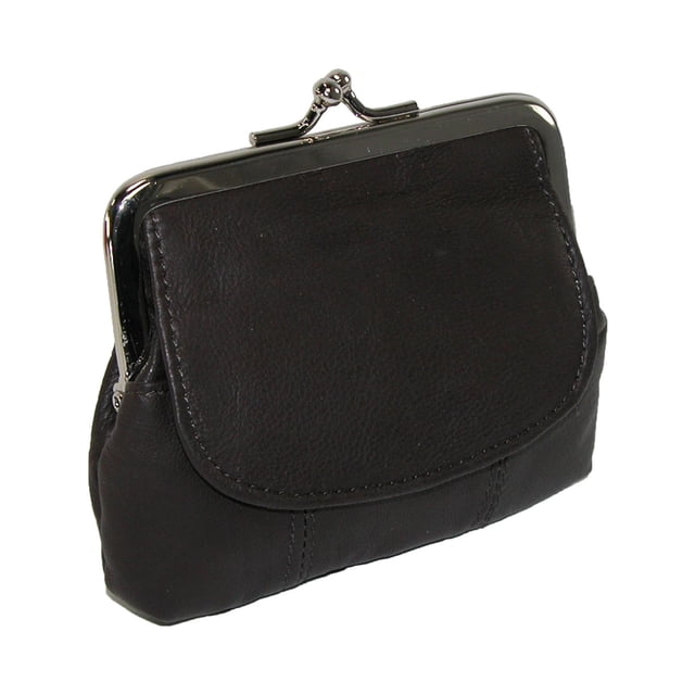 CTM® Leather Double Compartment Coin Purse Wallet