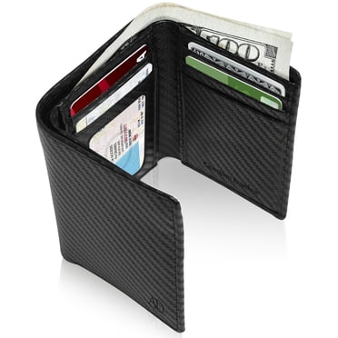Portefeuilles Trifold pour Hommes RFID - Portefeuille Mince en Cuir pour Hommes avec Fenêtre pour Pièce d'Identité, Poche avant, Portefeuille, Cadeaux pour Hommes