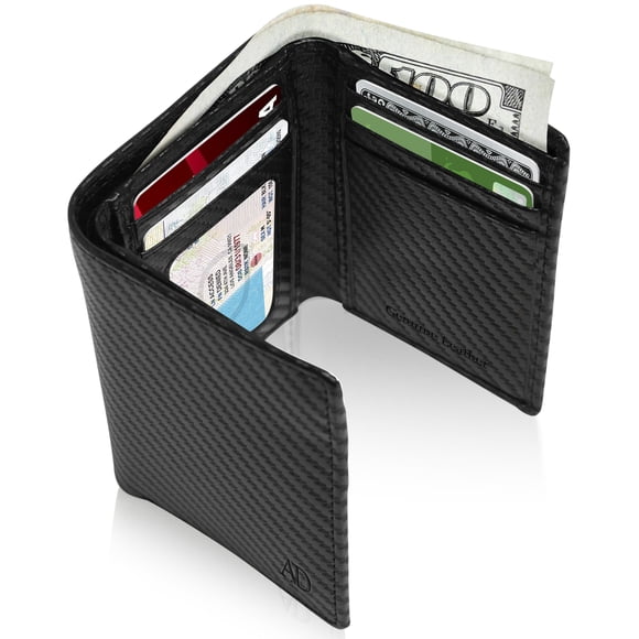 Portefeuilles Trifold pour Hommes RFID - Portefeuille Mince en Cuir pour Hommes avec Fenêtre pour Pièce d'Identité, Poche avant, Portefeuille, Cadeaux pour Hommes