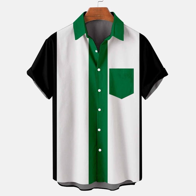 Dvkptbk Chemise Blouse Décontractée pour Homme à Boutons Imprimés avec Poche, Col Rabattu, Manches Courtes