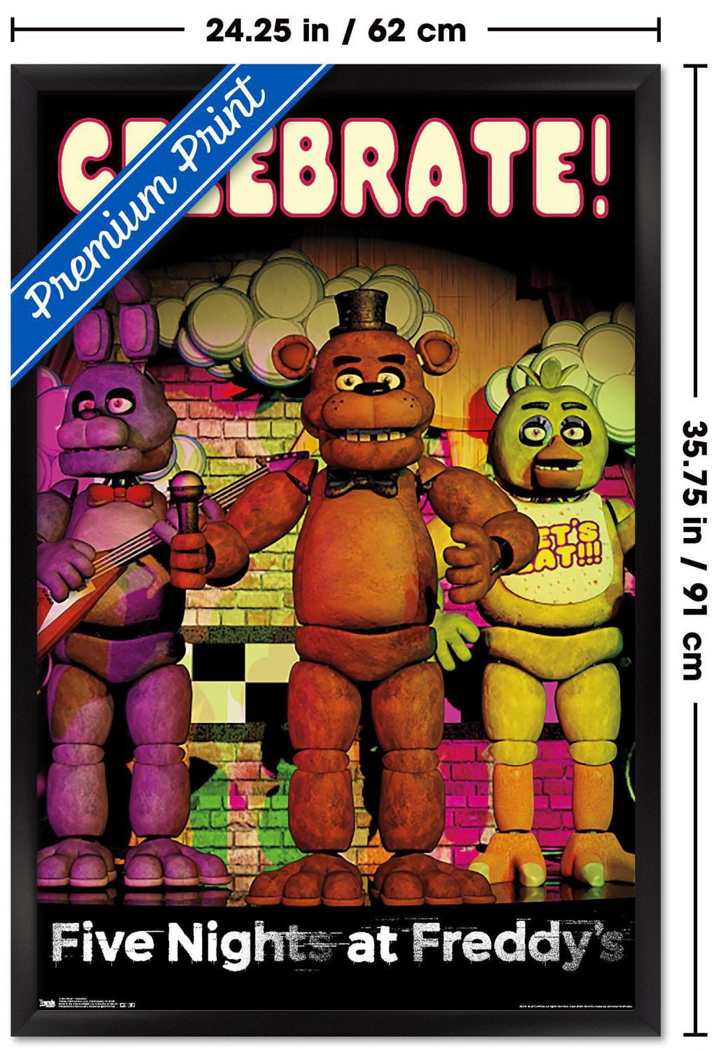 Five Nights at Freddy's - Celebrate Wall Poster with Push Pins, 14.725" x 22.375"