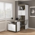 thumbnail image 2 of Bestar Orion 30W Shelving Unit w/ Fold-Out Desk in white & walnut grey, 2 of 6