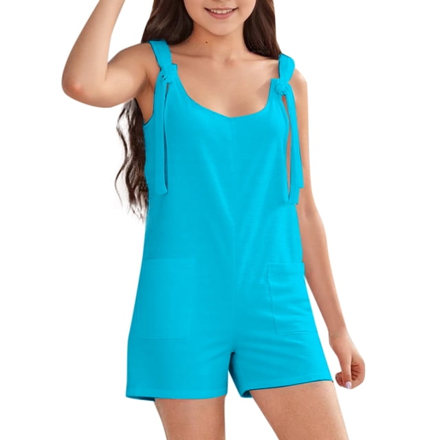 Zecgelong Girls' Solid Colored Short Overalls(5 13Years) Girls Animal Print Sets