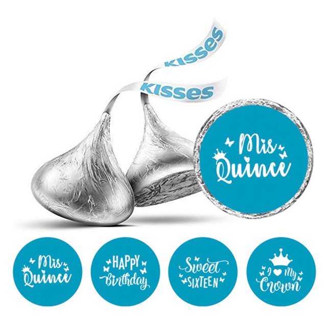 Darling Souvenir chocolate Candy Labels 190 Pcs Quinceanera Party Theme Stickers-Turquoise Blue