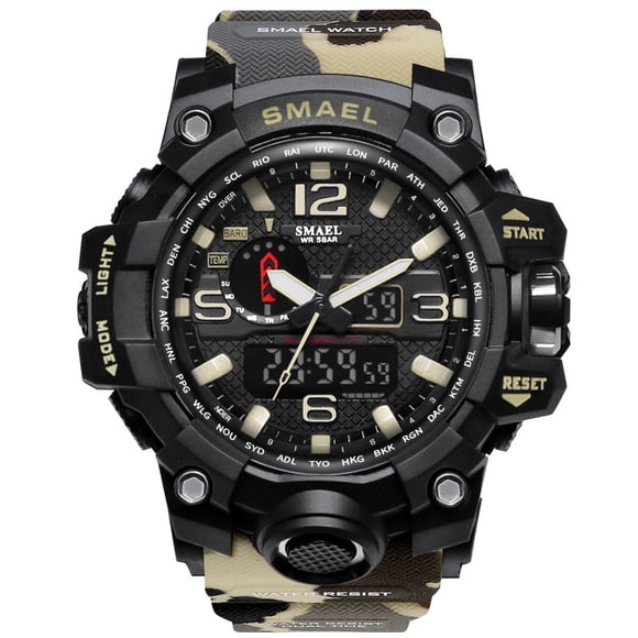SMAEL Men Military Watch 50m Waterproof Wristwatch LED Quartz Clock Digital Sports Watches