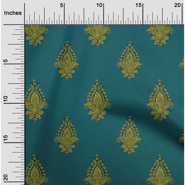 oneOone Georgette Viscose Fabric Leaves|Floral & Paisley Block Print Sewing Fabric BTY 42 Inch Wide
