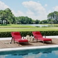 thumbnail image 3 of Gaderth Set of 2 Patio Chaise Lounge Chairs, Rattan Folding Outdoor Recliners with 5-Position Backrest, Cushions, Pillows and Wheels for Poolside, Deck, Porch, Backyard, 3 of 7