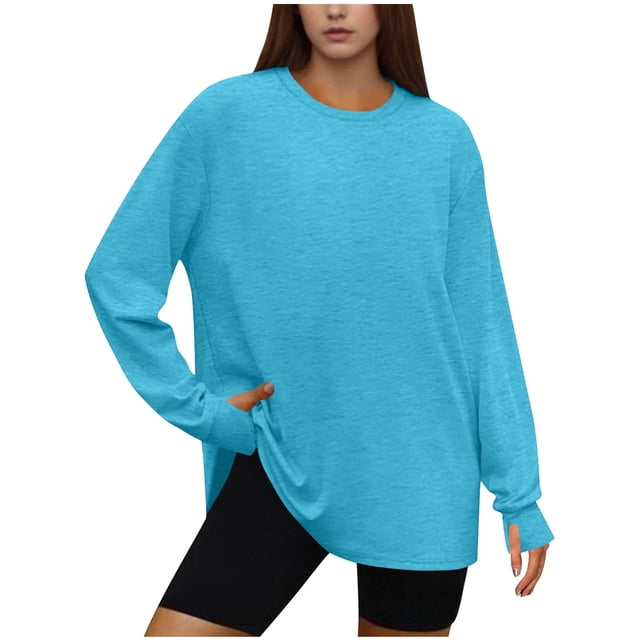 Diufon Oversized Sweatshirt for Women Long Sleeve Crewneck Loose Pullover Tops Solid Color Fall Fashion Clothes
