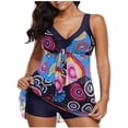 thumbnail image 1 of EYIIYE Maillot de Bain pour Femme Grande Taille Imprimé, Plissé, Été, 1 of 4