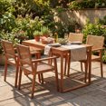 thumbnail image 4 of Gymax 5PCS Acacia Wood Dining Set Outdoor Table & Rattan Chairs for Balcony Poolside, 4 of 10