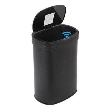 FDW 13 Gallon (50L) Touchless Stainless Steel Trash Can, Automatic Sensor Kitchen Waste Bin with Lid for Home & Office Use, Black