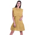 thumbnail image 1 of Moomaya Womens Ruffle Sleeve A,Line Schiffli Dress Solid Designer Party Dress, 1 of 6