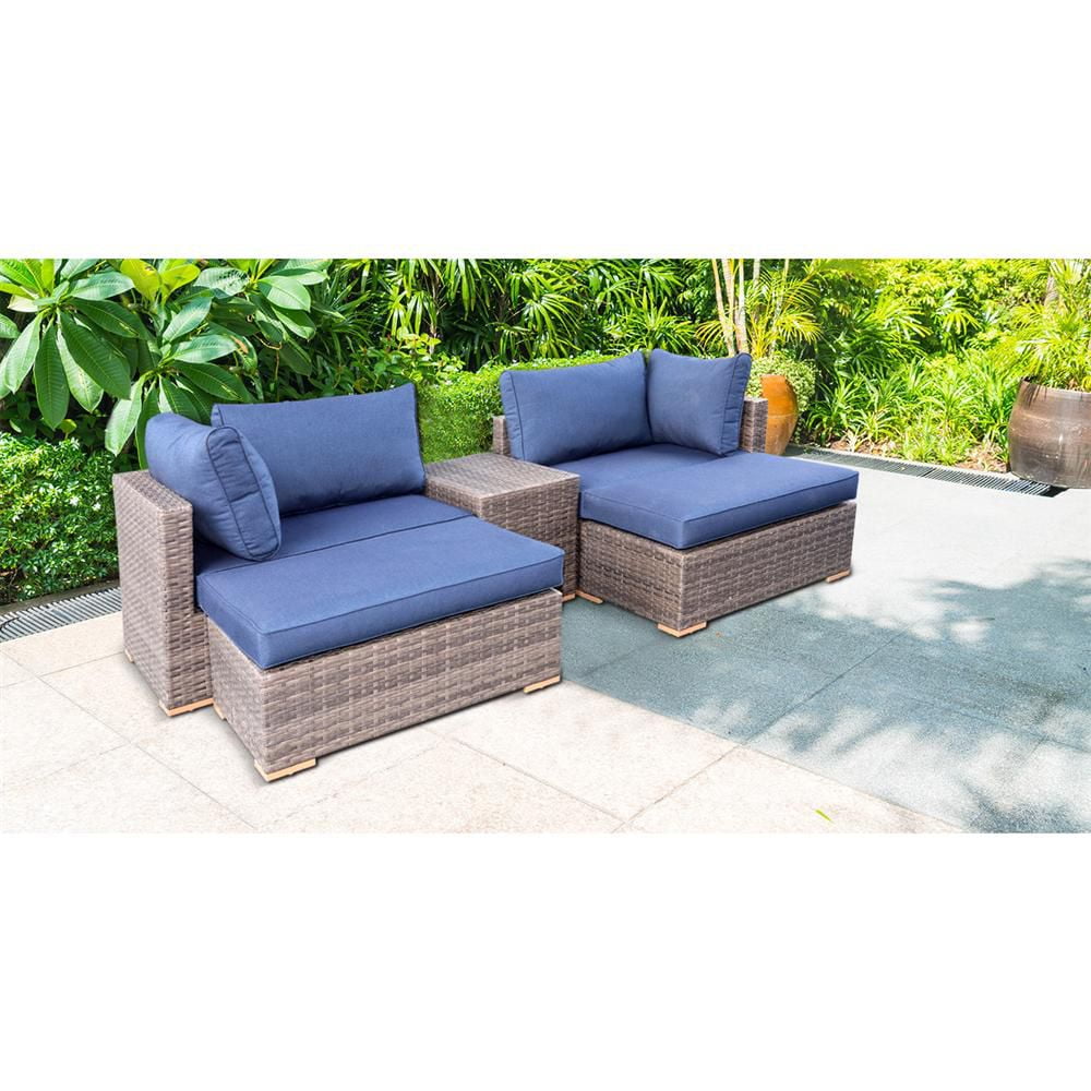 Ensemble de patio en osier métallique All-Space 5 pièces - Bleu