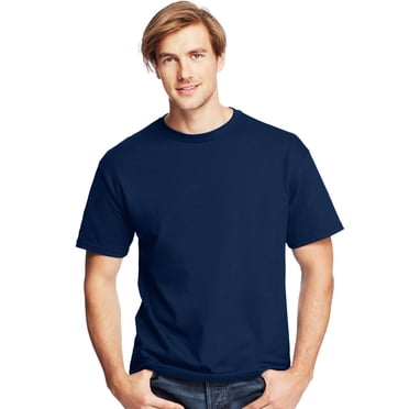 Hanes Mens ComfortSoft 4-Pack Crewneck T-Shirts, S, Navy