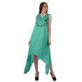 thumbnail image 2 of Moomaya Robe de Plage pour Femmes Sans Manches en Rayonne Unie à Ourlet Asymétrique pour Fête, 2 of 5