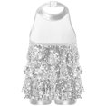 thumbnail image 4 of TiaoBug Girls Sleeveless Shiny Sequins Halter Tassel Mini Dress Latin Jazz Salsa Samba Rumba Unitard Dress Silver 12, 4 of 6