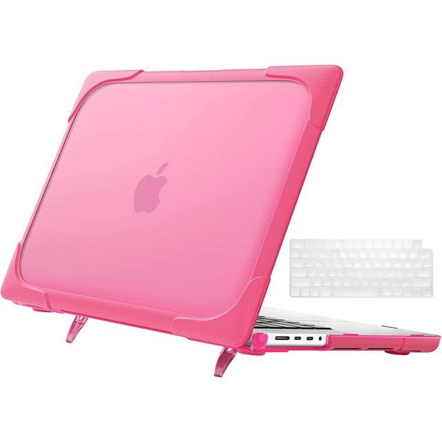 MacBook Pro 14 Inch Case 2021 2022 Release A2442 M1 Pro/Max Chip with Liquid Retina XDR Display and Touch ID Heavy Duty Hard Shell Dual Layer Protective Cover with Fold Kickstand & Keyboard Skin Cover