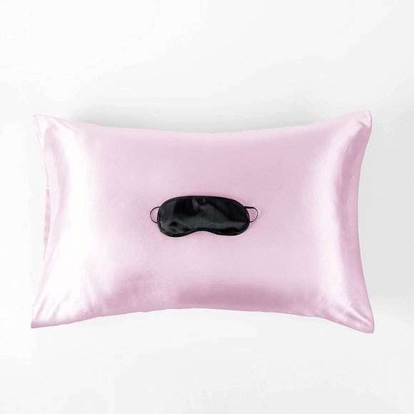 Bedding 4 Homes 2 Pieces Satin Pillowcases with Sleep Mask Eyeshade, Good for Hair & Skin, 2 Pack Queen Size Luxurious Soft Pillowcase, Satin Pillow Case, Satin Pillow Covers with Envelope Closure