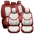 thumbnail image 2 of Maidao Car Seat Covers Full Set for Subaru for Forester 2003-Present 5 Seats Leather Compatible Airbag Water Resistant Front Rear Cushion Protector White and Wine Red, 2 of 8