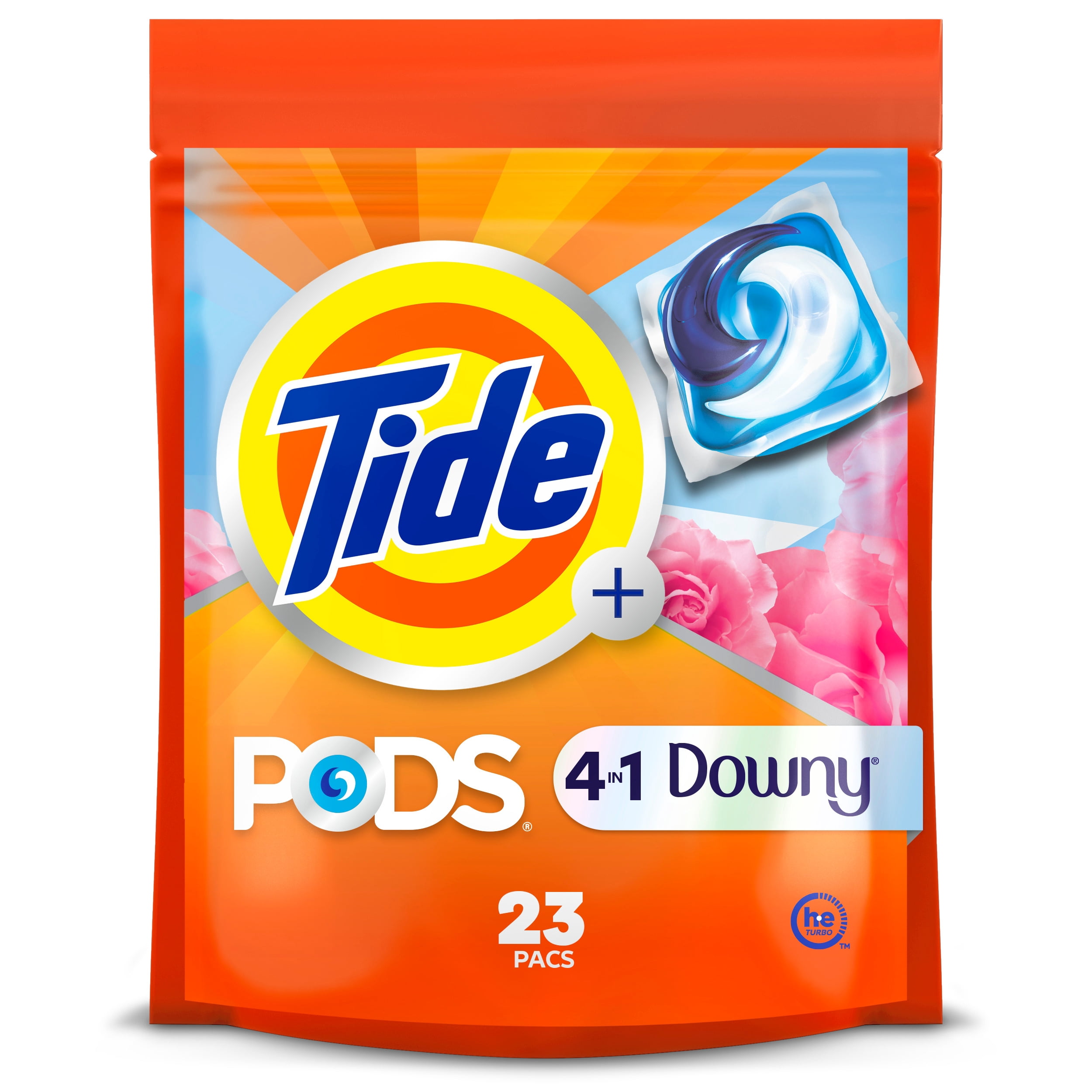 Tide PODS Laundry Detergent soap with a touch of Downy 4-in-1 Detergent, 23 Count, Stain Remover, Freshness, Softness, Fabric Protecter, HE Compaible