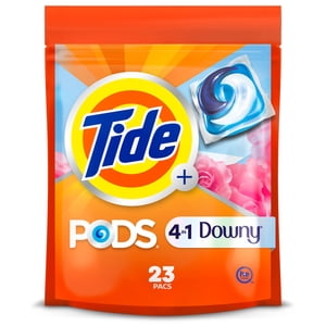 Tide PODS Laundry Detergent soap with a touch of Downy 4-in-1 Detergent, 23 Count, Stain Remover, Freshness, Softness, Fabric Protecter, HE Compaible