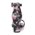 thumbnail image 2 of BLISSFUL STEP Women Buckle Block Heel Ankle Strap Open Toe Sandals Black-Floral 11, 2 of 8