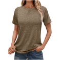 thumbnail image 1 of Timegard Womens Tops Crew Neck Short Sleeve Solid Color Shirts Casual Comfy Tunic Tops Summer Basic Tee, 1 of 8