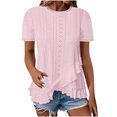thumbnail image 4 of Timegard Hauts d'Été pour Femmes Épaules Tombantes Col Rond à Volants Irréguliers Tee-Shirts Décontractés Confortables, 4 of 7