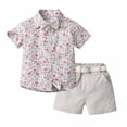 thumbnail image 1 of Birdeem Ensemble d'Été pour Enfants Garçons Chemise à Manches Courtes avec Cravate, 1 of 1