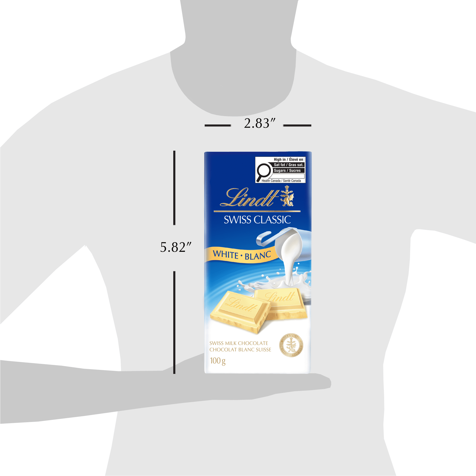 Chocolat blanc Lindt SWISS CLASSIC – Barre (100 g)