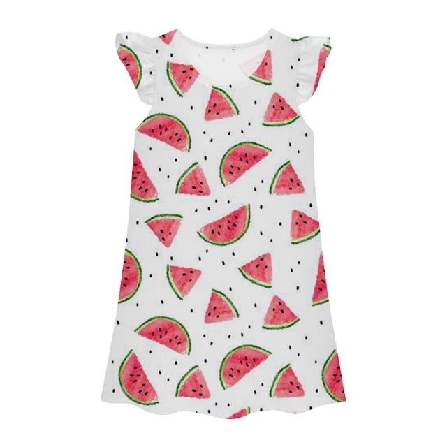 MIASHUI Chemises de Nuit pour Filles Robe de Princesse pour Enfants Manches Volantées Nuisette Pyjama, Rouge, 5-6 Ans