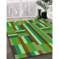 thumbnail image 3 of Ahgly Tapis d'Intérieur Lavable en Machine Carré Transitionnel Bronze Antique Vert, 8 Pieds Carré, 3 of 7