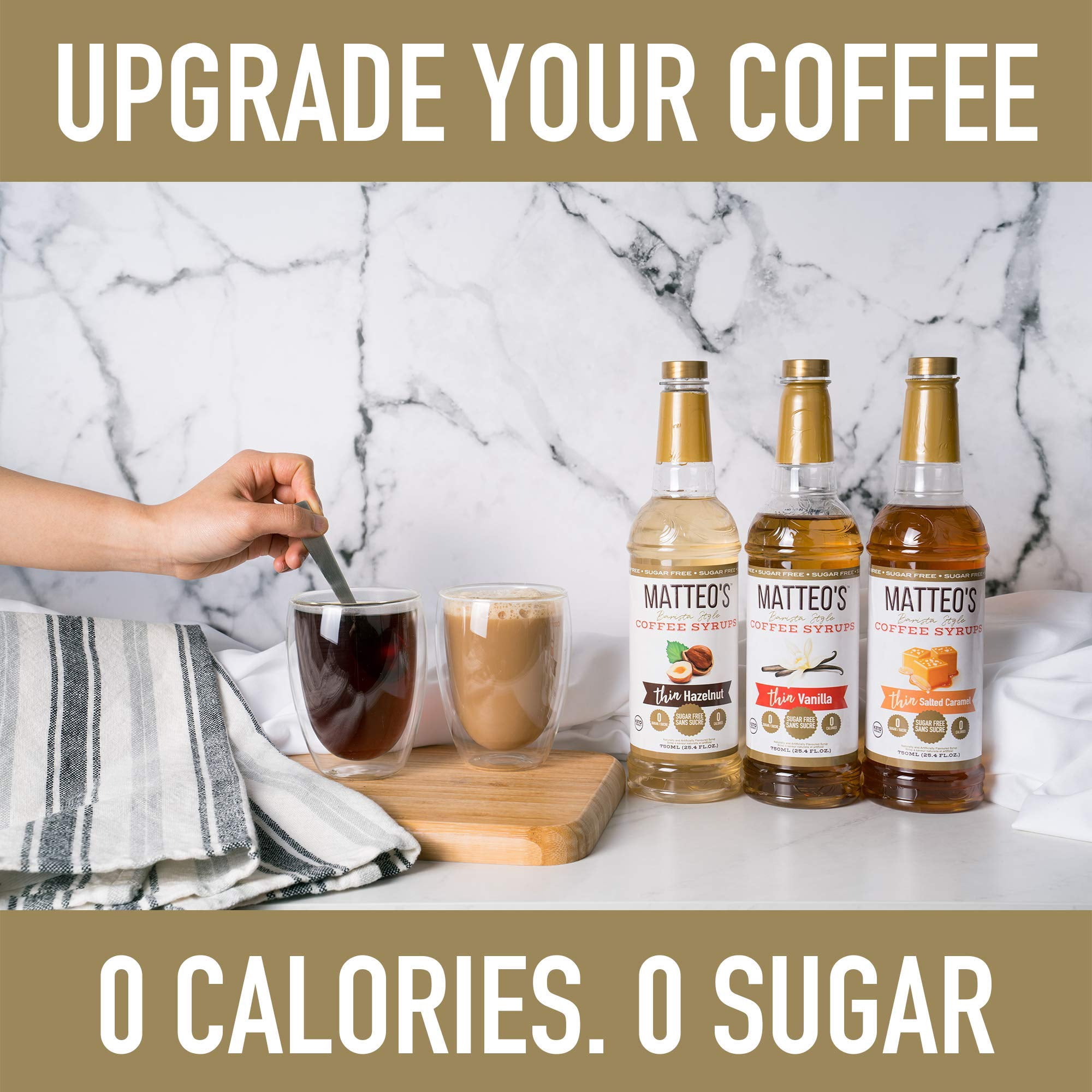 Matteo's Sirop Aromatisant pour Café Sans Sucre, Caramel Salé