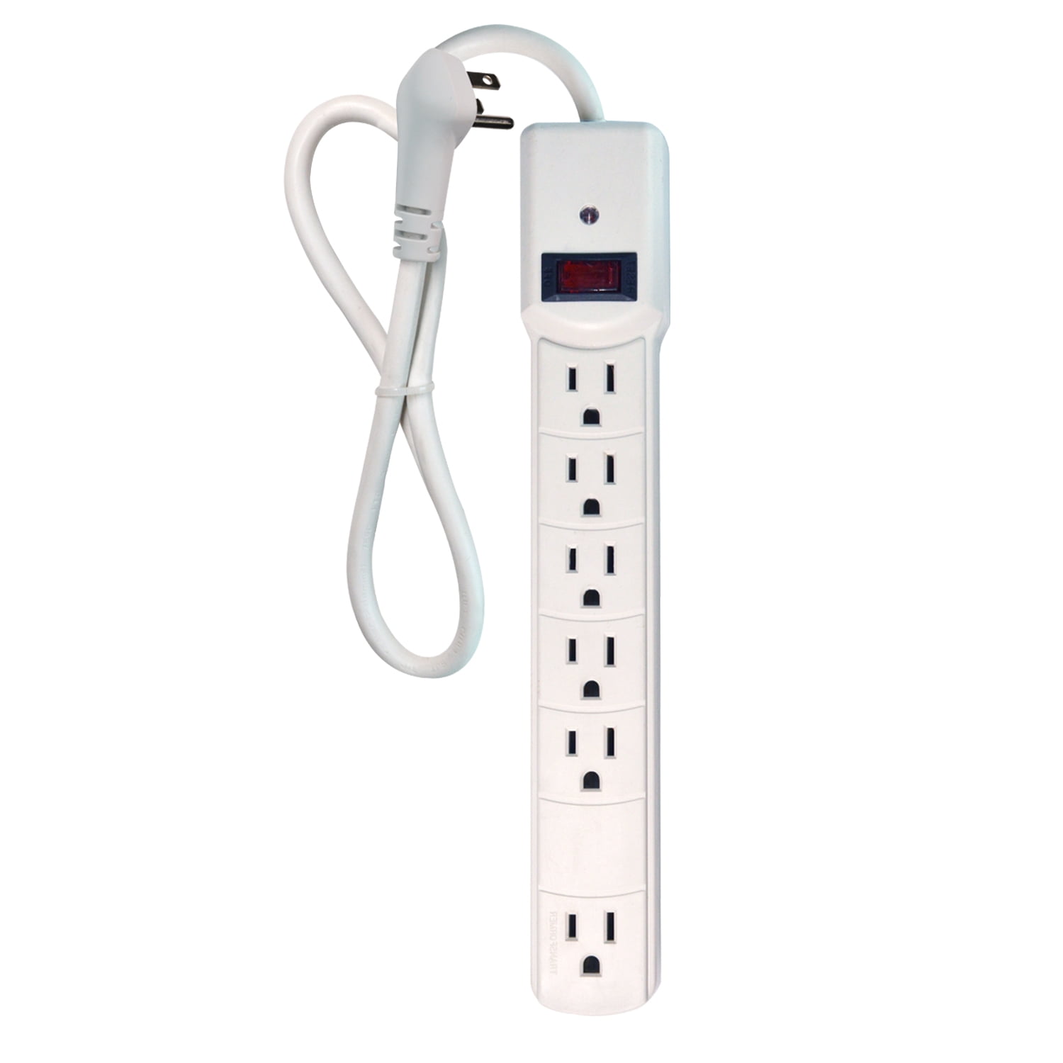 Xtricity - 6 Outlet Power Strip with Surge Protector, 4 Foot Cord, White