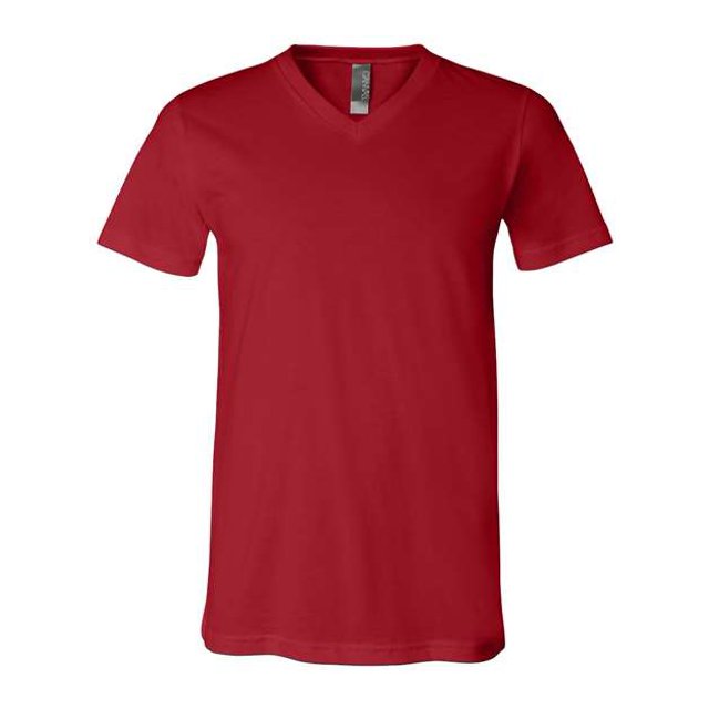 BELLA+CANVAS T-Shirt Jersey à Col en V pour Homme, m, Rouge Canevas