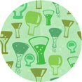 thumbnail image 1 of Ahgly Company Tapis Rond Lavable en Machine Intérieur Transitionnel Vert, 4 Pieds Rond, 1 of 7