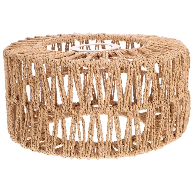 SHISUYAN Straw Rope Woven Lampshade Grass Rope Rustic Ceiling Lamp Cover for Replacement Size S