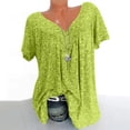 thumbnail image 1 of EGNMCR T-Shirts pour Femmes Femmes Grande Taille Manches Courtes Col en V Blouse à Imprimé Chandail Hauts Manches Courtes Blouses, 1 of 8