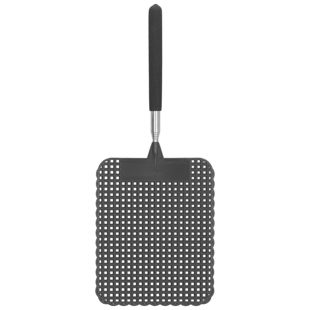 Houppette à Mouches en Plastique Extensible, Houppette à Mouches Télescopique Rétractable Réglable Durable pour la Maison pour le Bureau pour le Camping pour la Pêche Noir