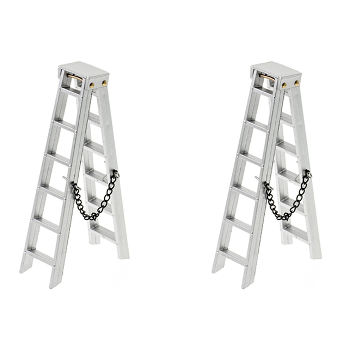2X 1/10 Scale Accessories Mini Folding Ladder for 1:10 RC Crawler Car TRX4 Axial SCX10 AXI03007 ,100mm,2 * Mini Ladder,silver