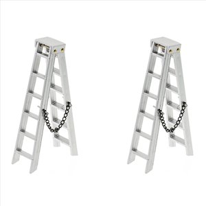 2X 1/10 Scale Accessories Mini Folding Ladder for 1:10 RC Crawler Car TRX4 Axial SCX10 AXI03007 ,100mm,2 * Mini Ladder,silver