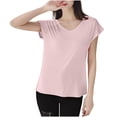 thumbnail image 1 of FRSASU T-Shirt de Sommeil Uni pour Femme Haut de Pyjama à Col en V Rose, 1 of 8
