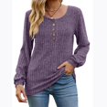 thumbnail image 4 of Besolor 2024 Chandails de Mode pour Femmes à Manches Longues Col Ras du Cou Décontractés Amples en Tricot Côtelé Chandails à Enfiler Hauts Violet, 4 of 7