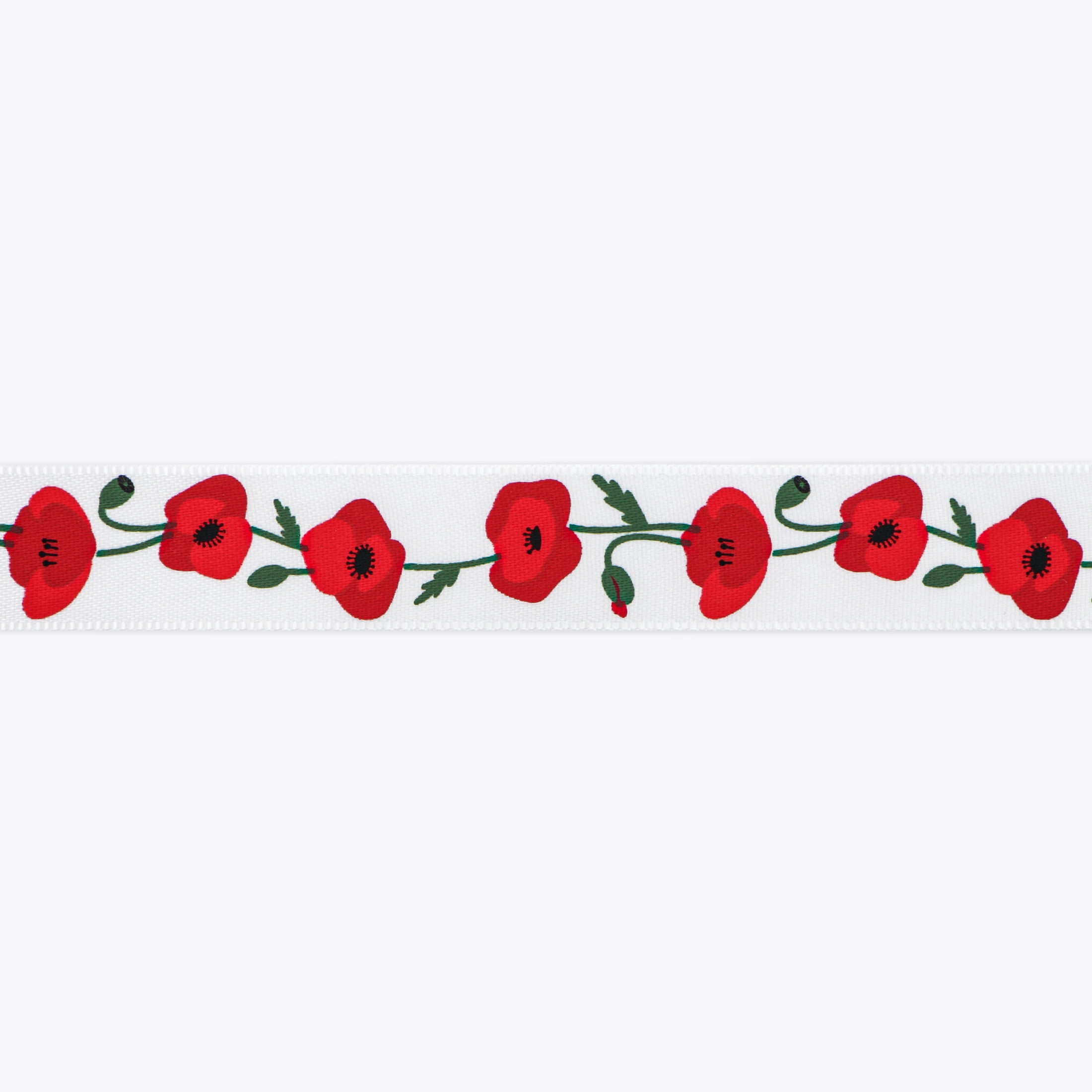 UNIQUE CREATIV, Ribbon, Printed Satin, Poppy, 20mm × 5.4m (0.78" × 18ft)