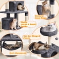 thumbnail image 4 of Yaheetech Arbre à Chat à Plusieurs Niveaux avec 2 Condos et 2 Perchoirs en Peluche, Gris Foncé, 4 of 7